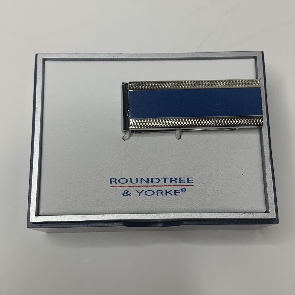 Roundtree & Yorke Modern Blue Silver Tone Money Clip NIB